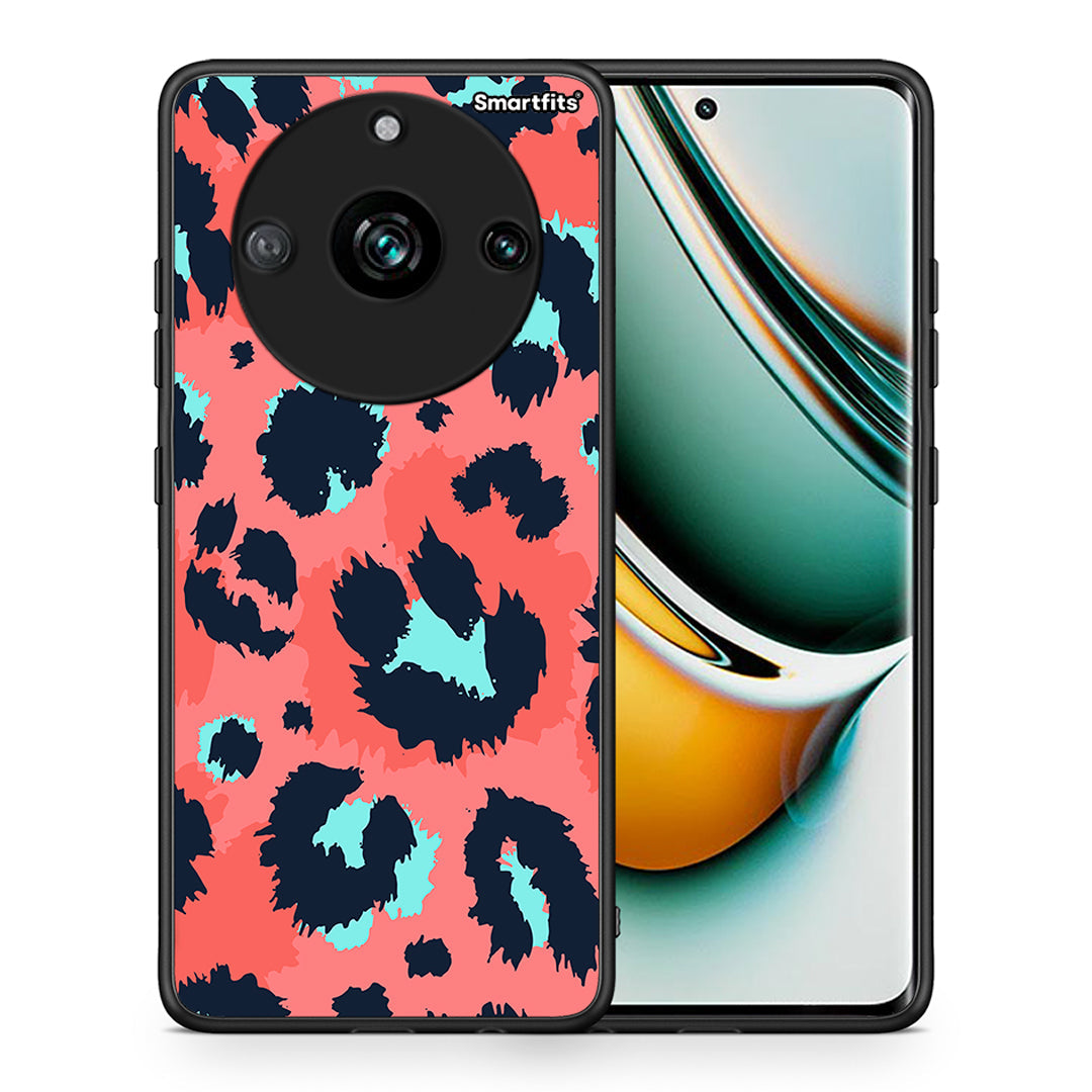 Θήκη Realme 11 Pro+ Pink Leopard Animal από τη Smartfits με σχέδιο στο πίσω μέρος και μαύρο περίβλημα | Realme 11 Pro+ Pink Leopard Animal case with colorful back and black bezels