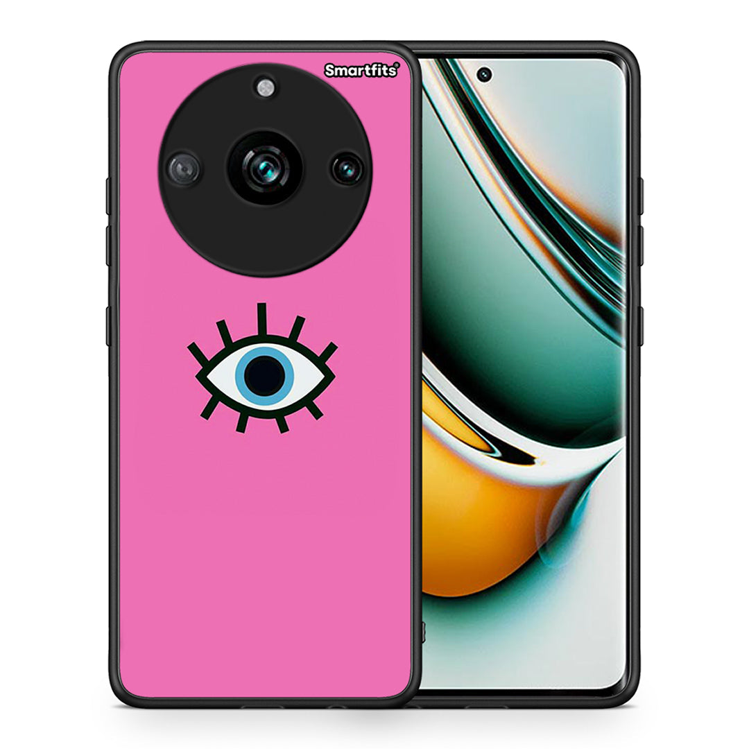 Θήκη Realme 11 Pro+ Blue Eye Pink από τη Smartfits με σχέδιο στο πίσω μέρος και μαύρο περίβλημα | Realme 11 Pro+ Blue Eye Pink case with colorful back and black bezels