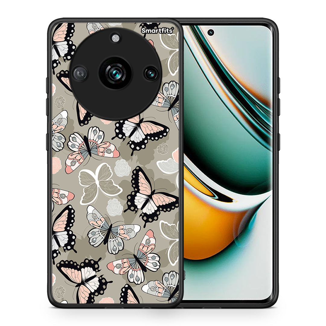 Θήκη Realme 11 Pro+ Butterflies Boho από τη Smartfits με σχέδιο στο πίσω μέρος και μαύρο περίβλημα | Realme 11 Pro+ Butterflies Boho case with colorful back and black bezels