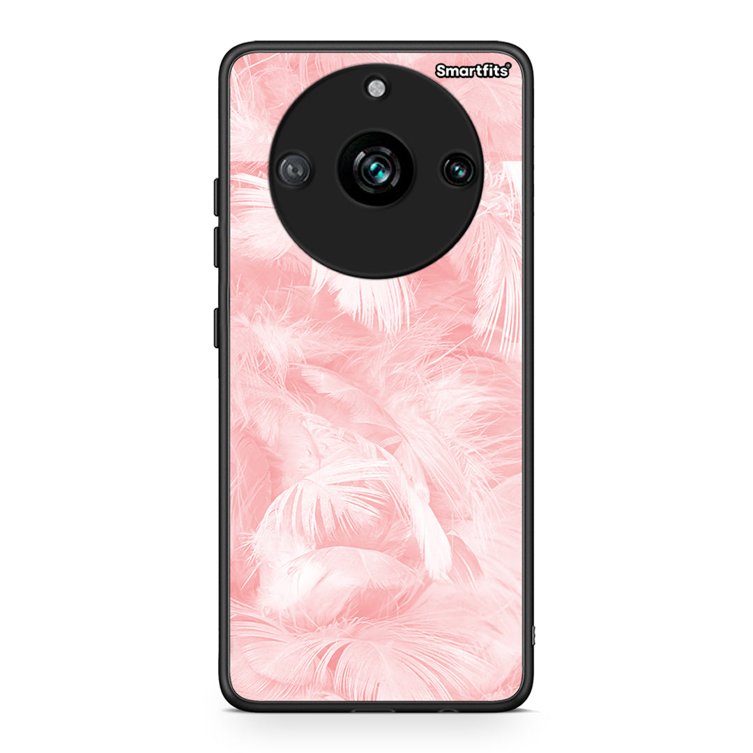 33 - Realme 11 Pro+ Pink Feather Boho case, cover, bumper