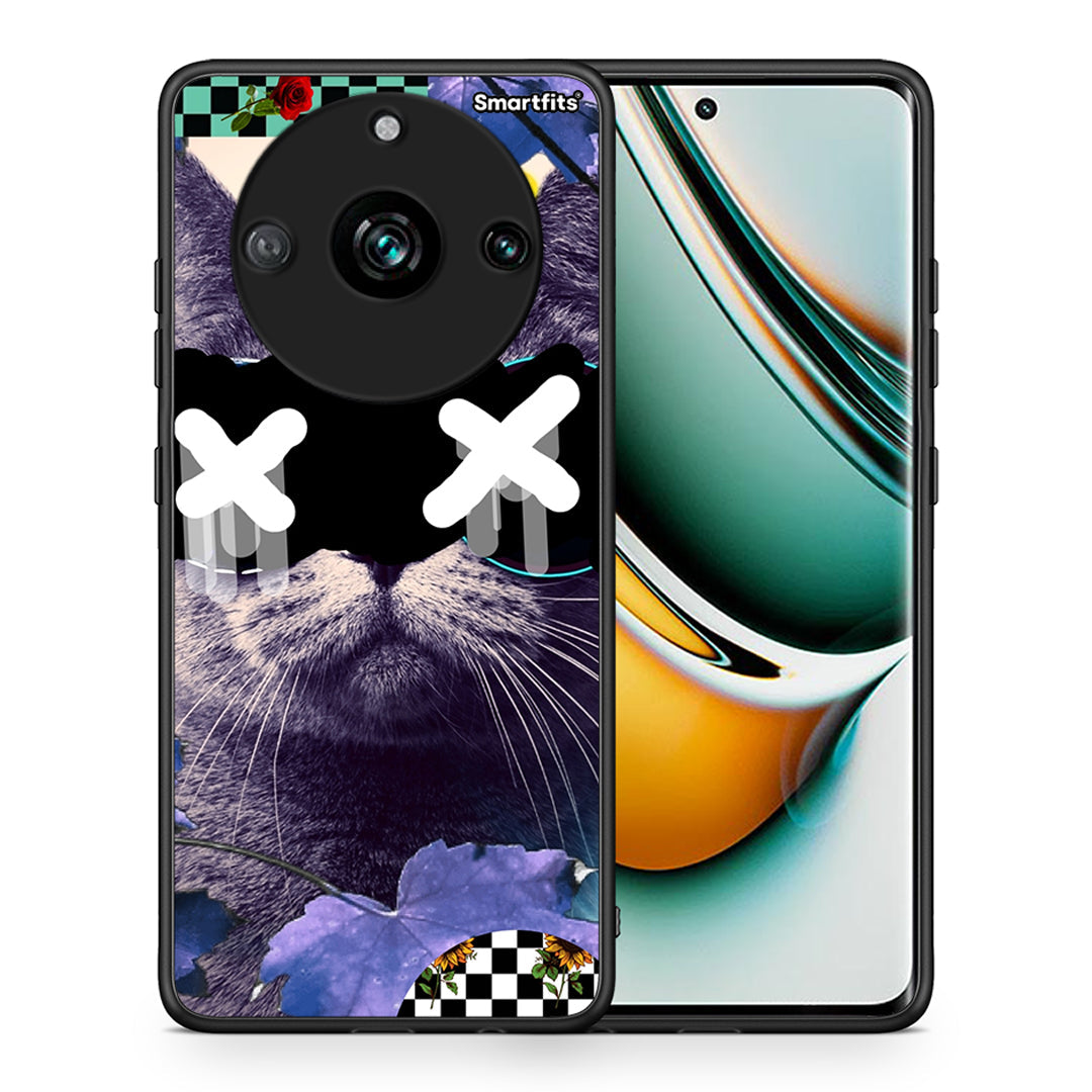 Θήκη Realme 11 Pro+ Cat Collage από τη Smartfits με σχέδιο στο πίσω μέρος και μαύρο περίβλημα | Realme 11 Pro+ Cat Collage case with colorful back and black bezels