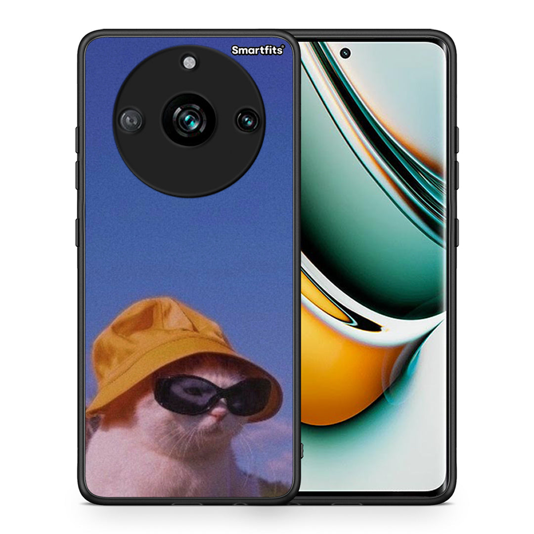 Θήκη Realme 11 Pro+ Cat Diva από τη Smartfits με σχέδιο στο πίσω μέρος και μαύρο περίβλημα | Realme 11 Pro+ Cat Diva case with colorful back and black bezels