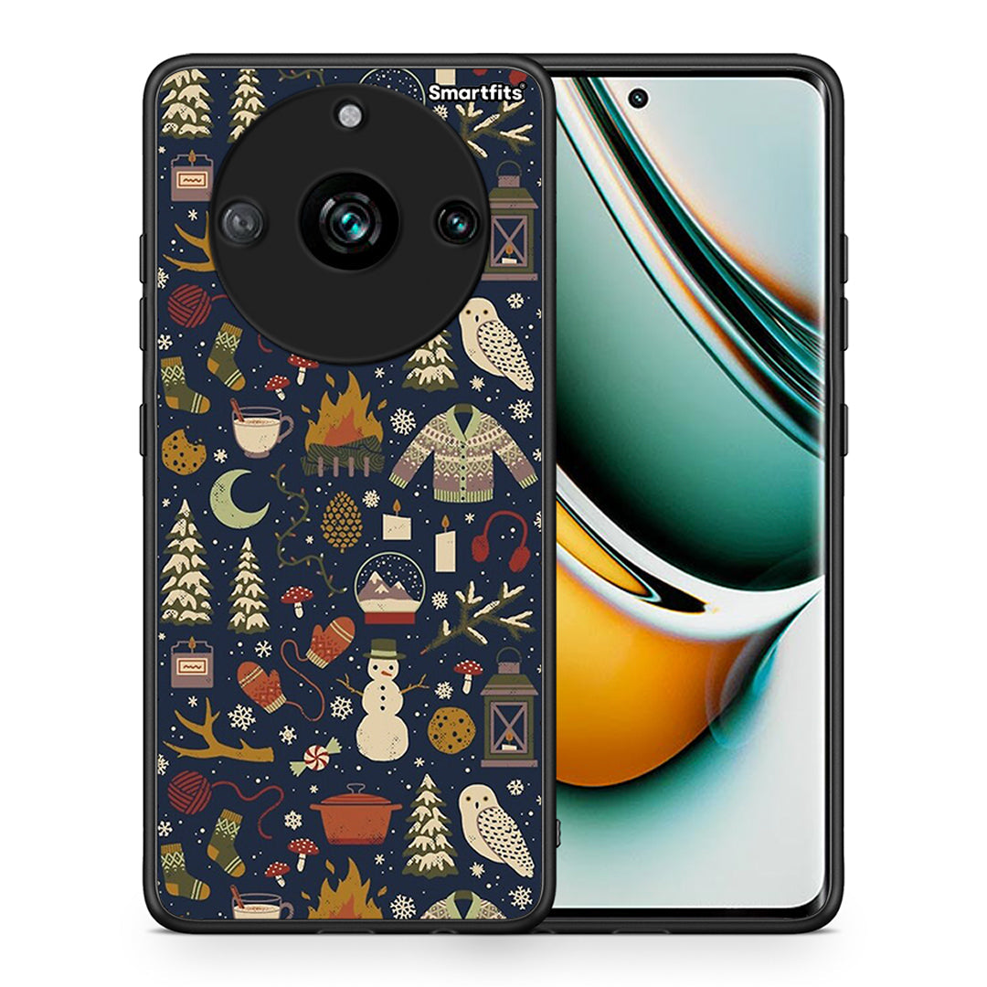 Θήκη Realme 11 Pro Christmas Elements από τη Smartfits με σχέδιο στο πίσω μέρος και μαύρο περίβλημα | Realme 11 Pro Christmas Elements case with colorful back and black bezels