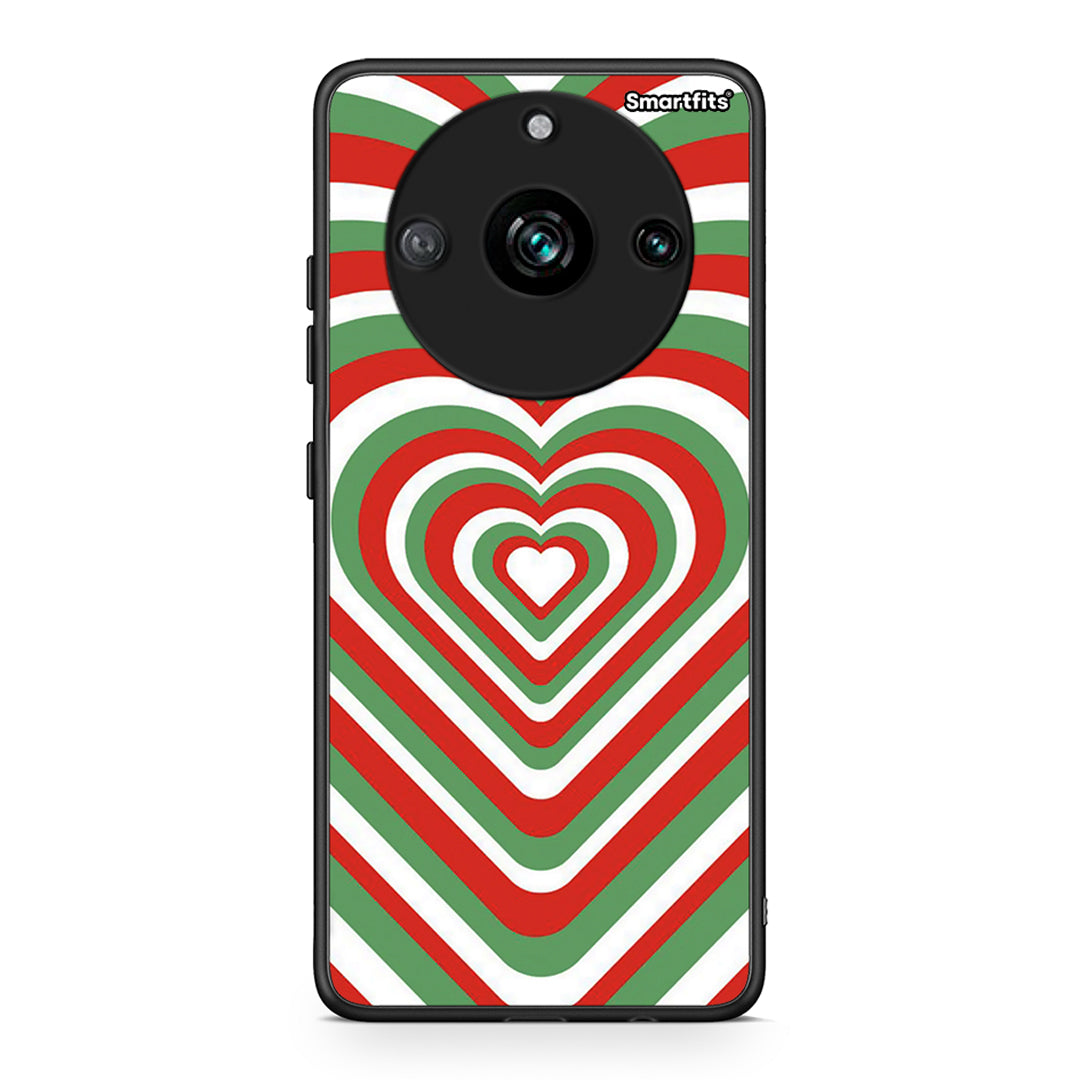 Realme 11 Pro+ Christmas Hearts θήκη από τη Smartfits με σχέδιο στο πίσω μέρος και μαύρο περίβλημα | Smartphone case with colorful back and black bezels by Smartfits