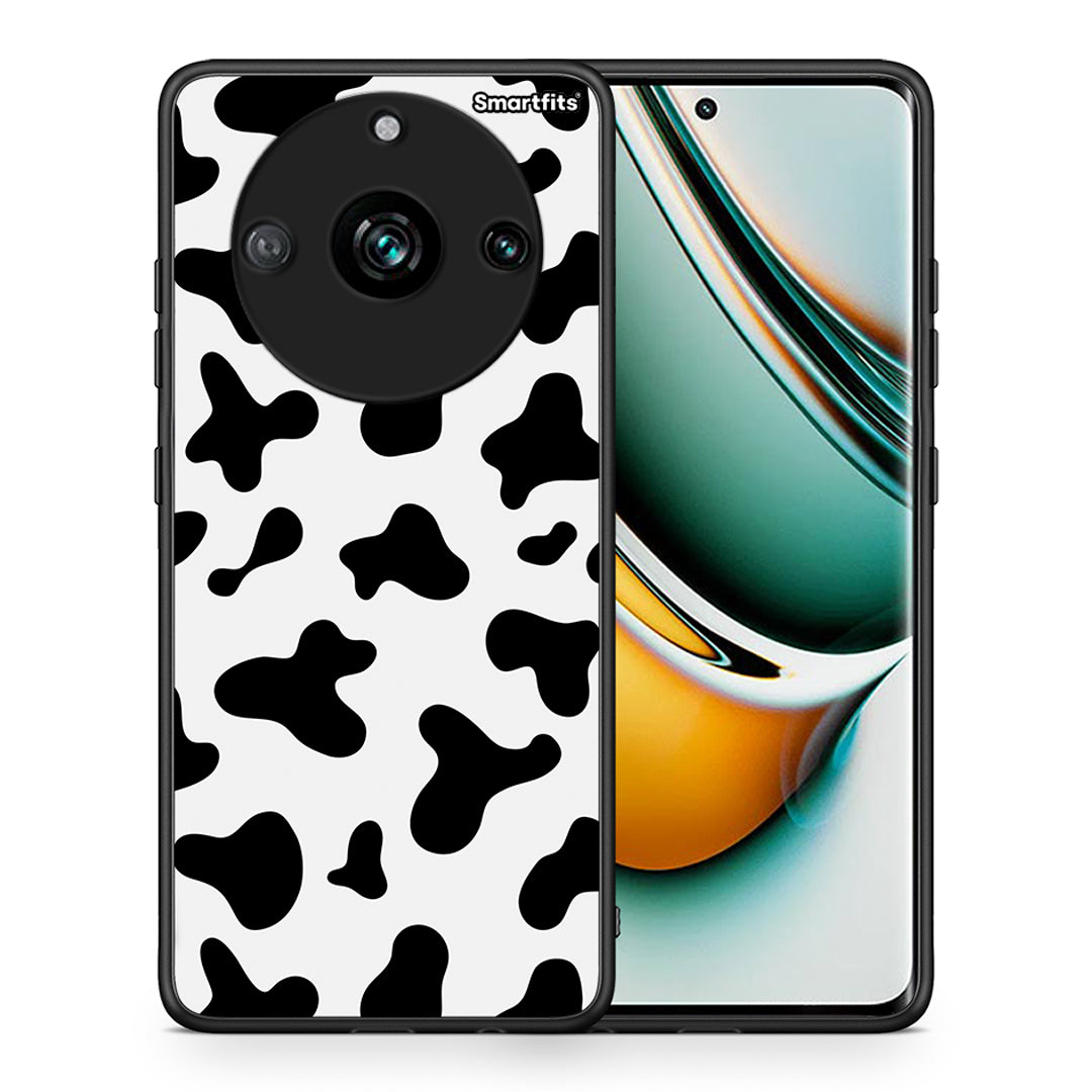 Θήκη Realme 11 Pro+ Cow Print από τη Smartfits με σχέδιο στο πίσω μέρος και μαύρο περίβλημα | Realme 11 Pro+ Cow Print case with colorful back and black bezels
