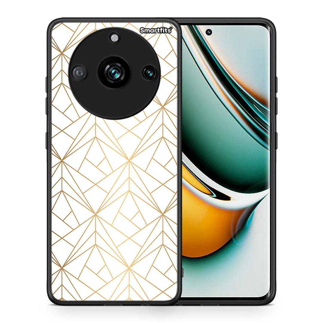 Θήκη Realme 11 Pro+ Luxury White Geometric από τη Smartfits με σχέδιο στο πίσω μέρος και μαύρο περίβλημα | Realme 11 Pro+ Luxury White Geometric case with colorful back and black bezels