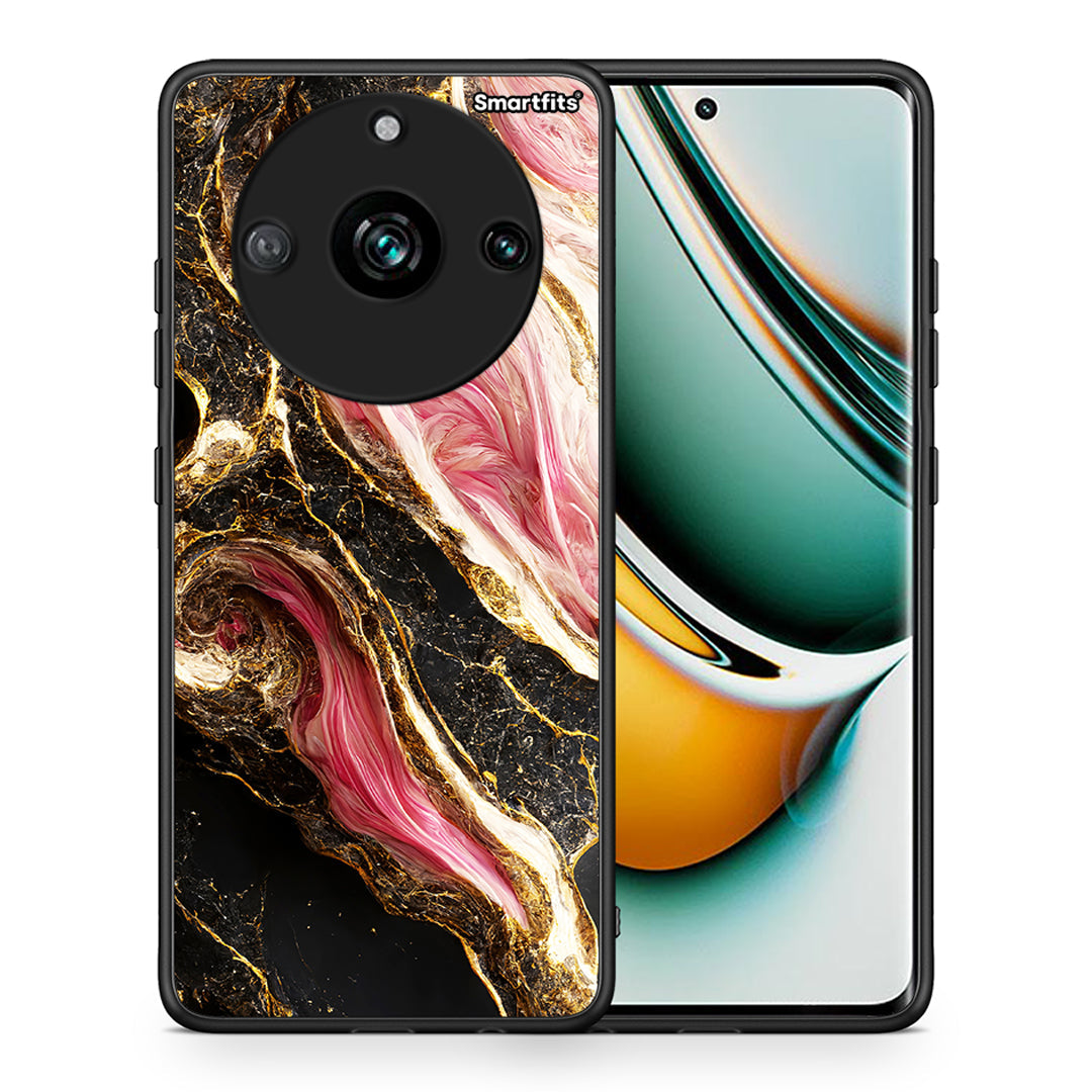 Θήκη Realme 11 Pro+ Glamorous Pink Marble από τη Smartfits με σχέδιο στο πίσω μέρος και μαύρο περίβλημα | Realme 11 Pro+ Glamorous Pink Marble case with colorful back and black bezels