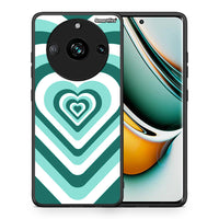 Thumbnail for Θήκη Realme 11 Pro Green Hearts από τη Smartfits με σχέδιο στο πίσω μέρος και μαύρο περίβλημα | Realme 11 Pro Green Hearts case with colorful back and black bezels