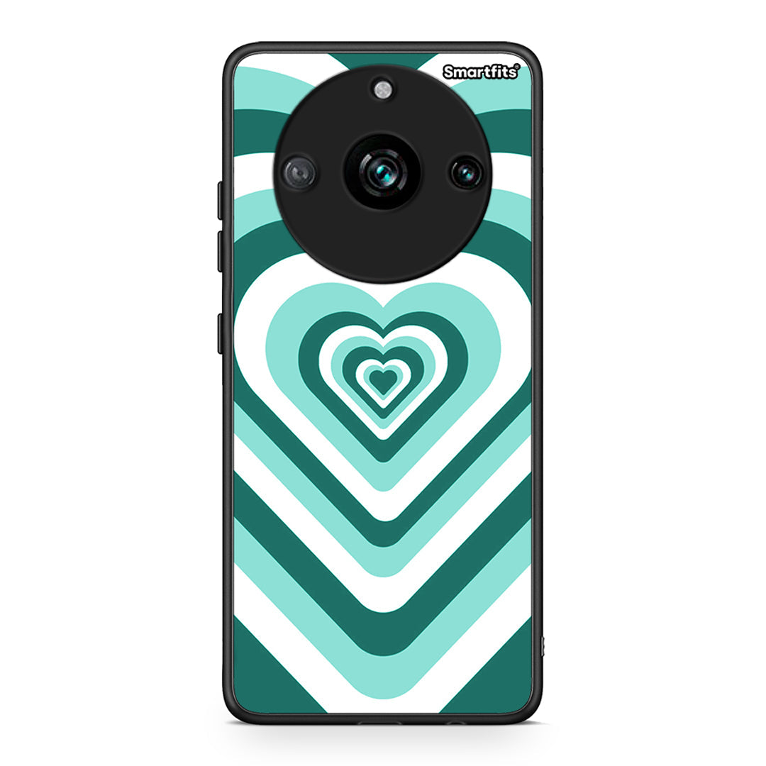 Realme 11 Pro Green Hearts θήκη από τη Smartfits με σχέδιο στο πίσω μέρος και μαύρο περίβλημα | Smartphone case with colorful back and black bezels by Smartfits