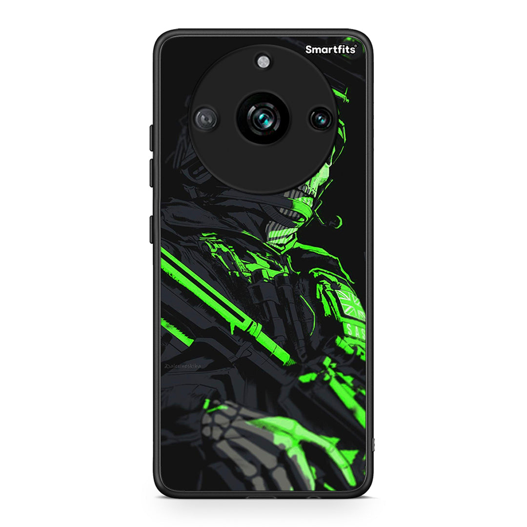 Realme 11 Pro+ Green Soldier Θήκη Αγίου Βαλεντίνου από τη Smartfits με σχέδιο στο πίσω μέρος και μαύρο περίβλημα | Smartphone case with colorful back and black bezels by Smartfits