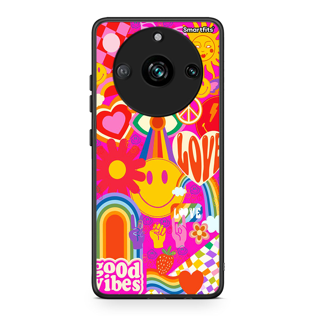 Realme 11 Pro Hippie Love θήκη από τη Smartfits με σχέδιο στο πίσω μέρος και μαύρο περίβλημα | Smartphone case with colorful back and black bezels by Smartfits