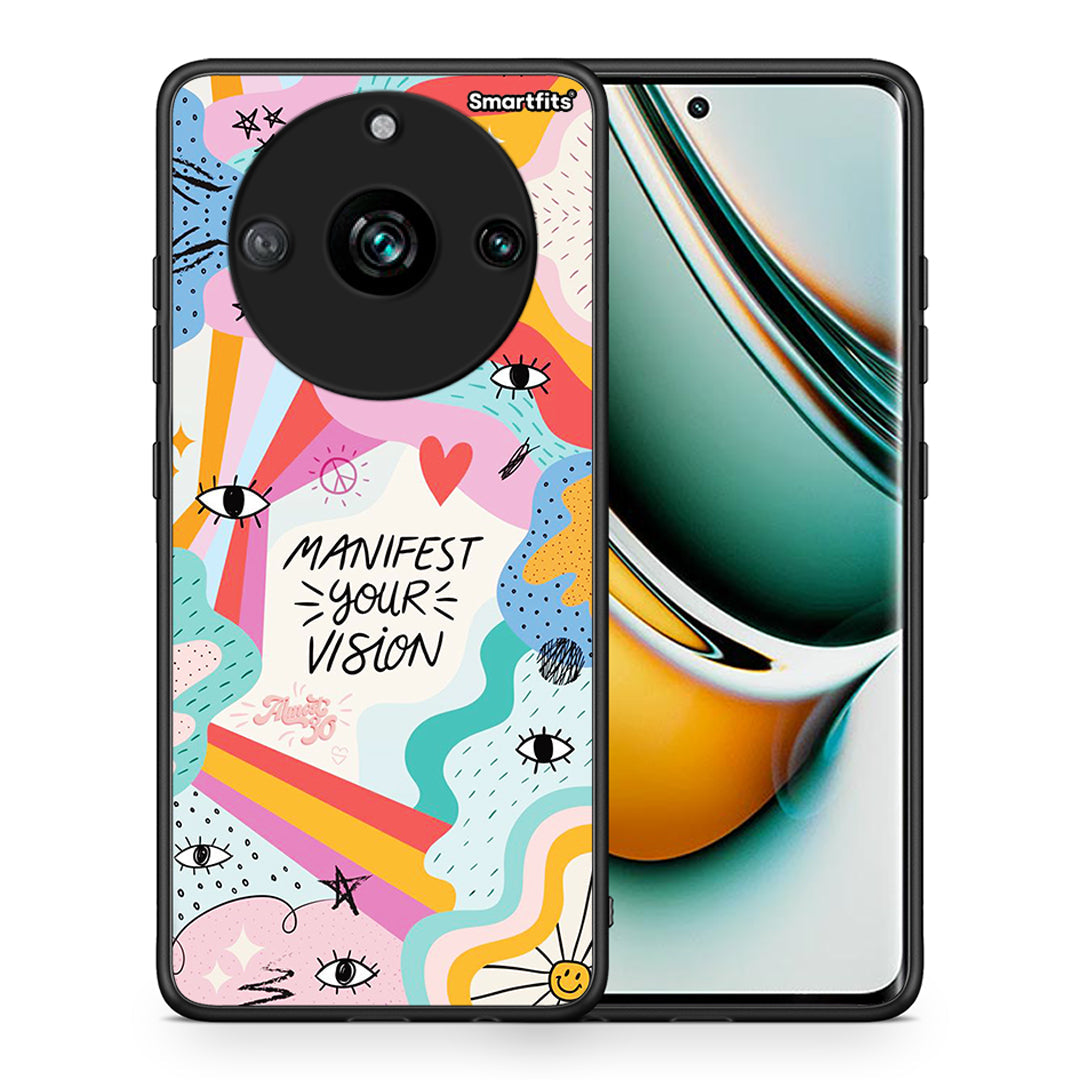 Θήκη Realme 11 Pro+ Manifest Your Vision από τη Smartfits με σχέδιο στο πίσω μέρος και μαύρο περίβλημα | Realme 11 Pro+ Manifest Your Vision case with colorful back and black bezels