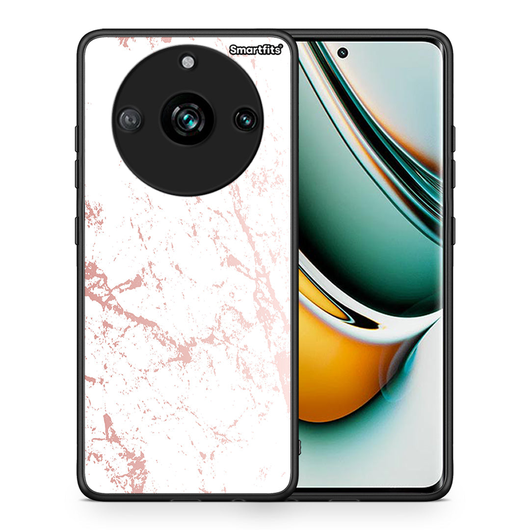 Θήκη Realme 11 Pro+ Pink Splash Marble από τη Smartfits με σχέδιο στο πίσω μέρος και μαύρο περίβλημα | Realme 11 Pro+ Pink Splash Marble case with colorful back and black bezels