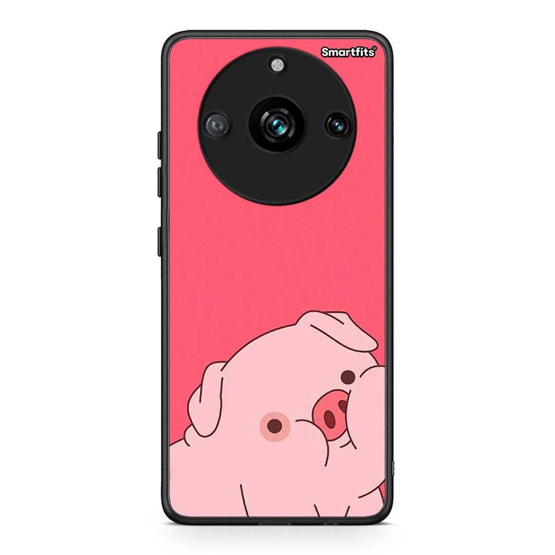 Realme 11 Pro+ Pig Love 1 Θήκη Αγίου Βαλεντίνου από τη Smartfits με σχέδιο στο πίσω μέρος και μαύρο περίβλημα | Smartphone case with colorful back and black bezels by Smartfits