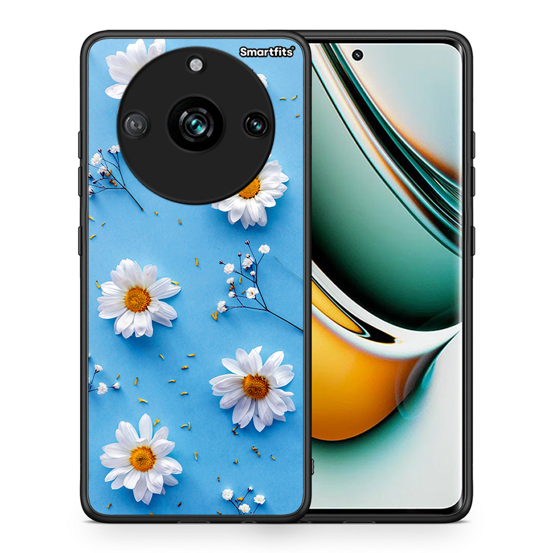 Θήκη Realme 11 Pro Real Daisies από τη Smartfits με σχέδιο στο πίσω μέρος και μαύρο περίβλημα | Realme 11 Pro Real Daisies case with colorful back and black bezels