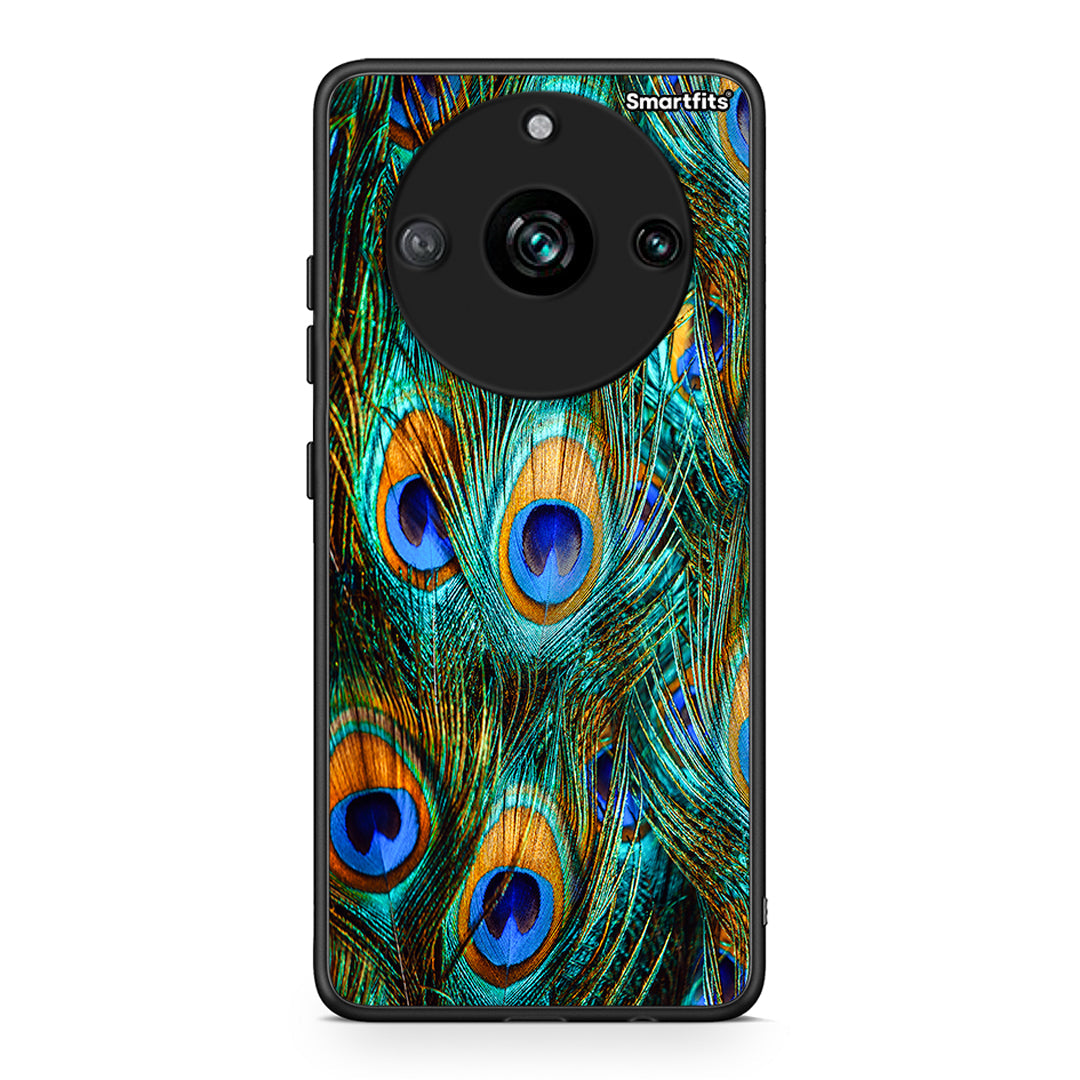 Realme 11 Pro+ Real Peacock Feathers θήκη από τη Smartfits με σχέδιο στο πίσω μέρος και μαύρο περίβλημα | Smartphone case with colorful back and black bezels by Smartfits