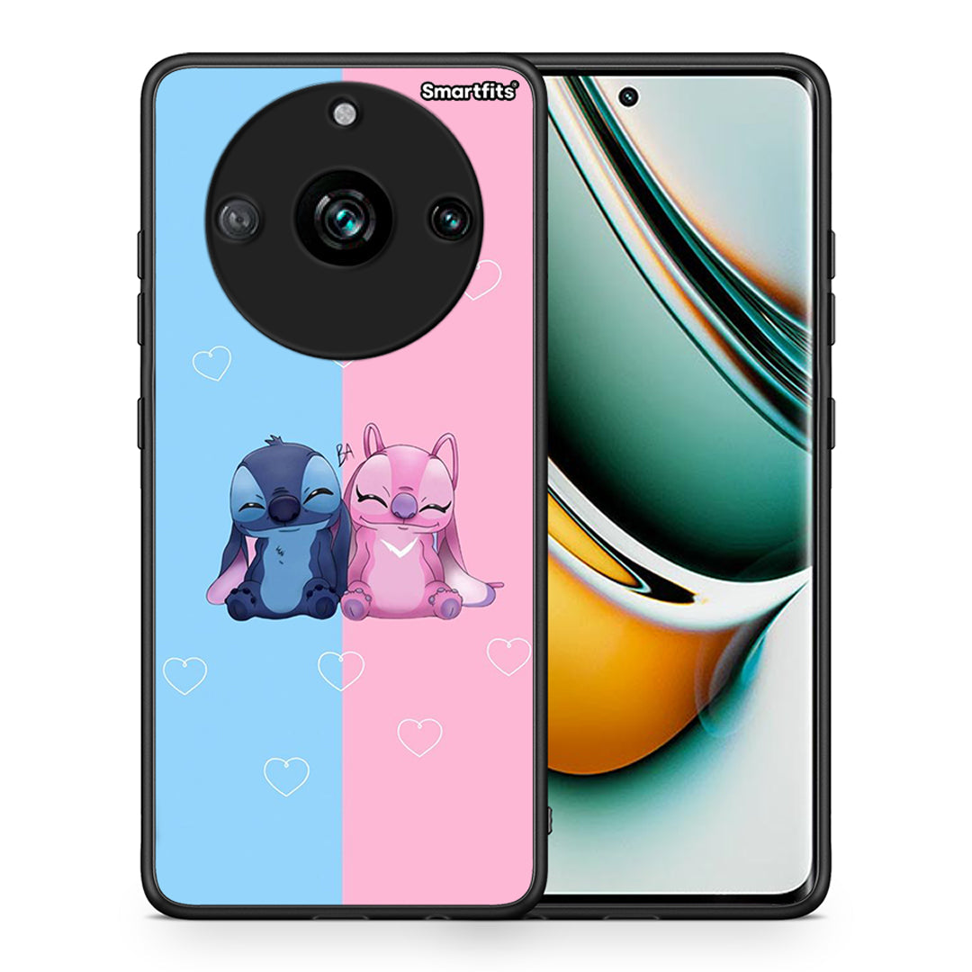 Θήκη Realme 11 Pro+ Stitch And Angel από τη Smartfits με σχέδιο στο πίσω μέρος και μαύρο περίβλημα | Realme 11 Pro+ Stitch And Angel case with colorful back and black bezels