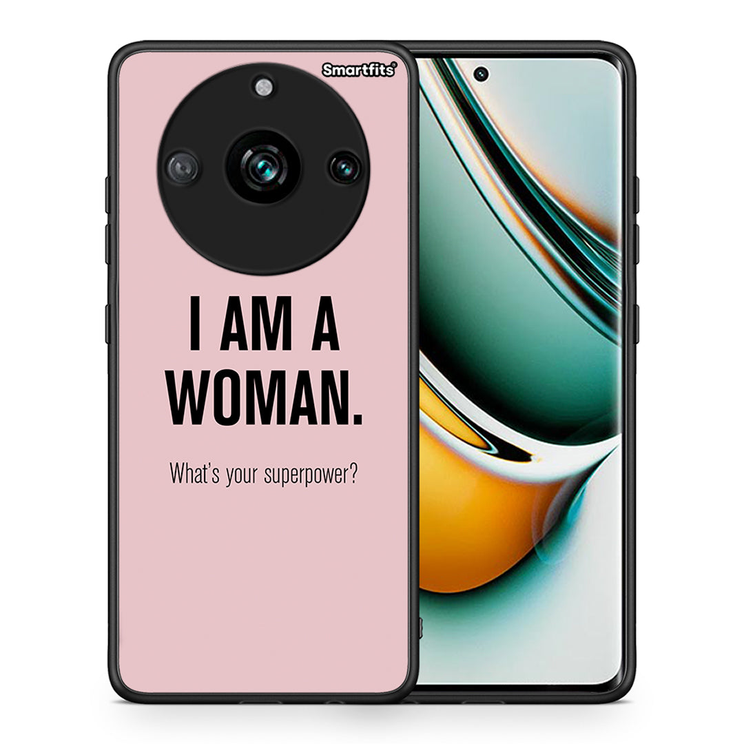 Θήκη Realme 11 Pro+ Superpower Woman από τη Smartfits με σχέδιο στο πίσω μέρος και μαύρο περίβλημα | Realme 11 Pro+ Superpower Woman case with colorful back and black bezels