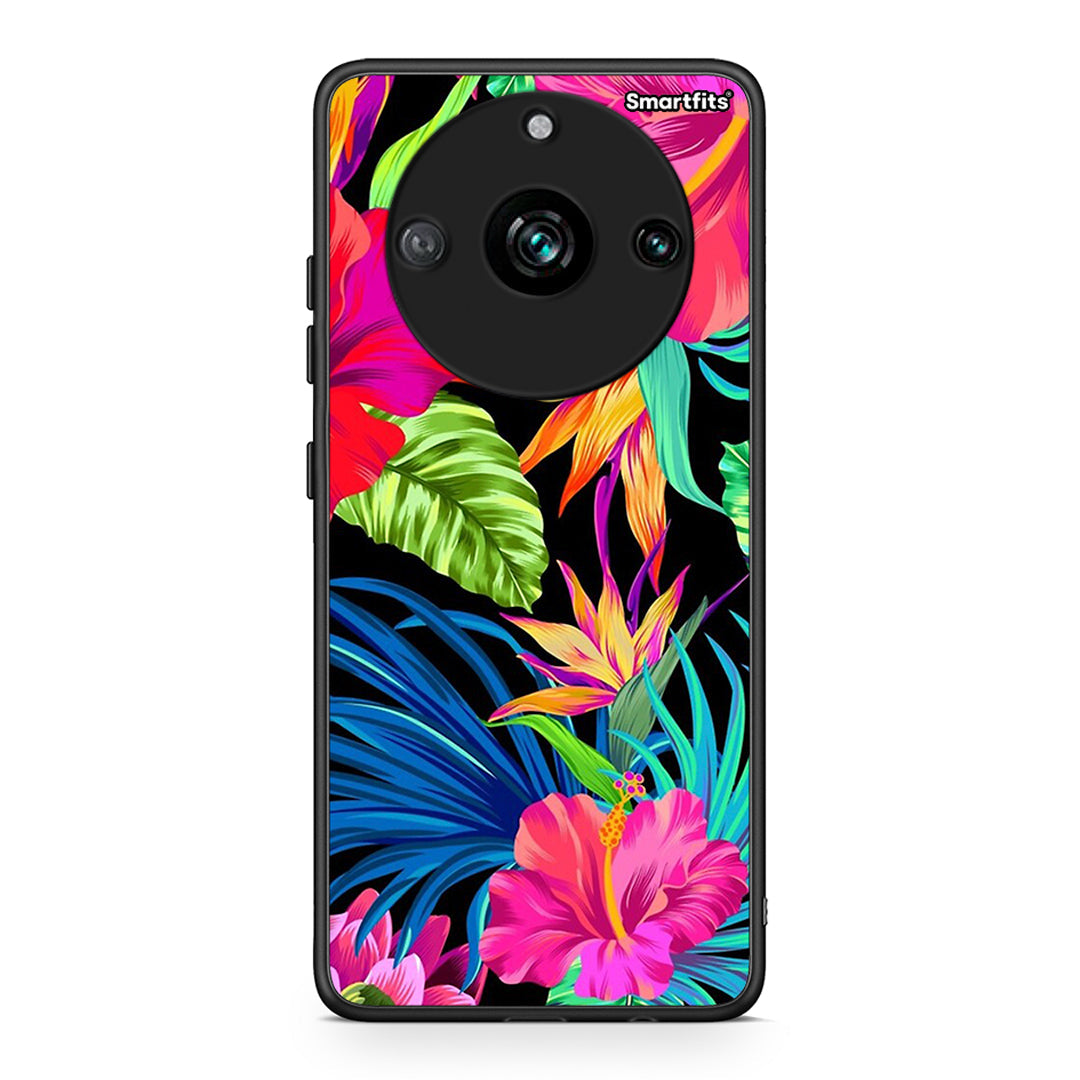 Realme 11 Pro Tropical Flowers θήκη από τη Smartfits με σχέδιο στο πίσω μέρος και μαύρο περίβλημα | Smartphone case with colorful back and black bezels by Smartfits