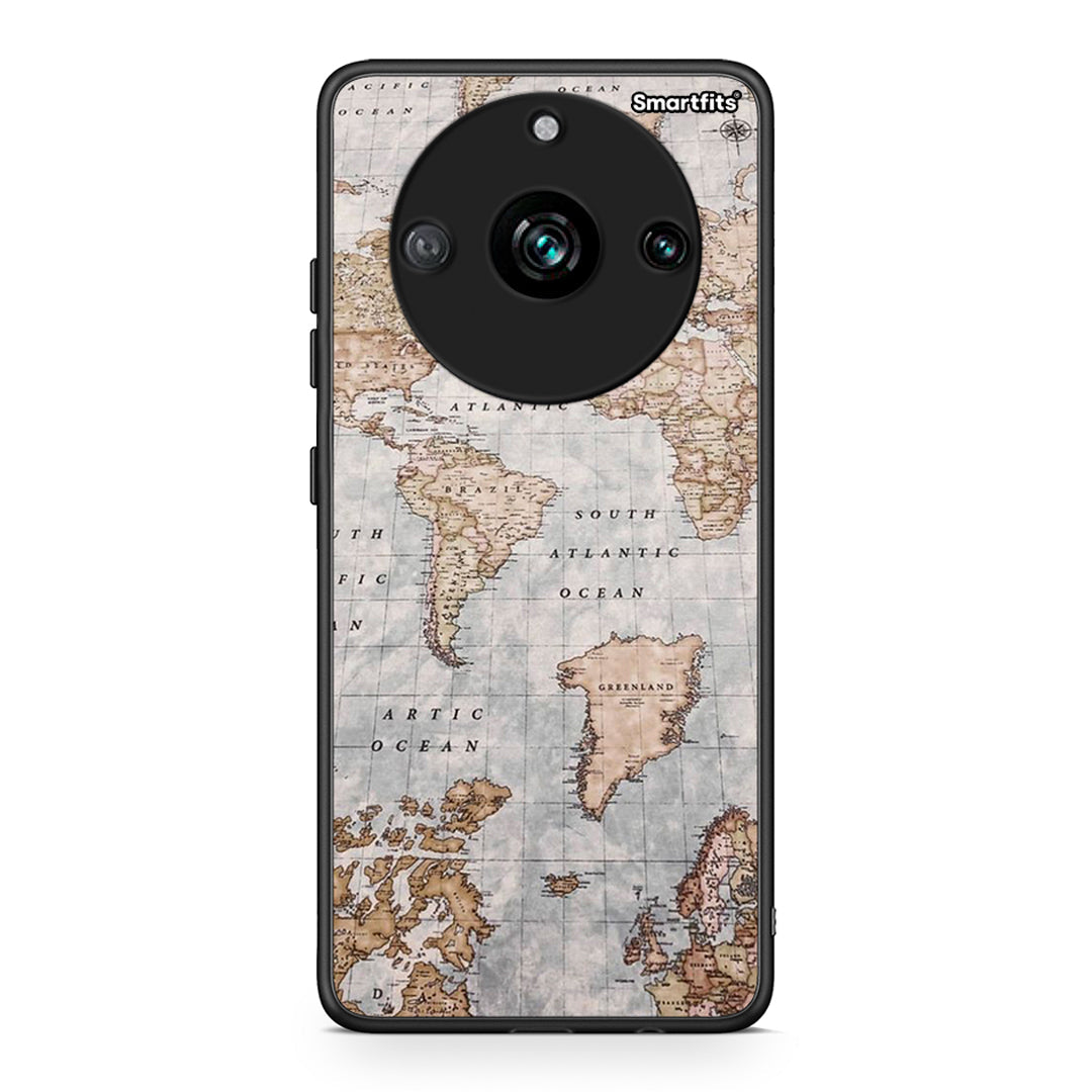 Realme 11 Pro World Map Θήκη από τη Smartfits με σχέδιο στο πίσω μέρος και μαύρο περίβλημα | Smartphone case with colorful back and black bezels by Smartfits