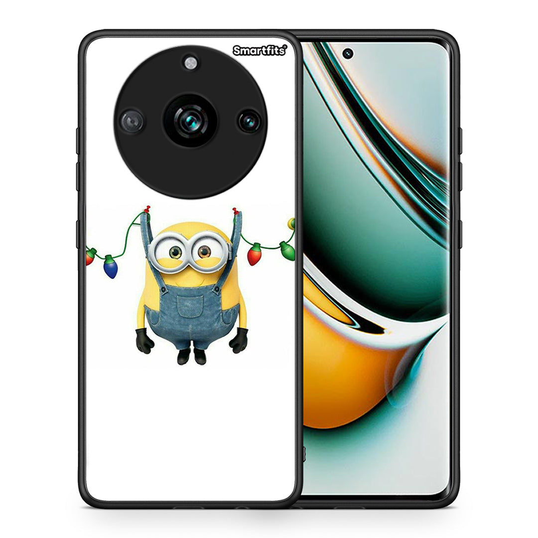 Θήκη Realme 11 Pro+ Xmas Minion Lights από τη Smartfits με σχέδιο στο πίσω μέρος και μαύρο περίβλημα | Realme 11 Pro+ Xmas Minion Lights case with colorful back and black bezels