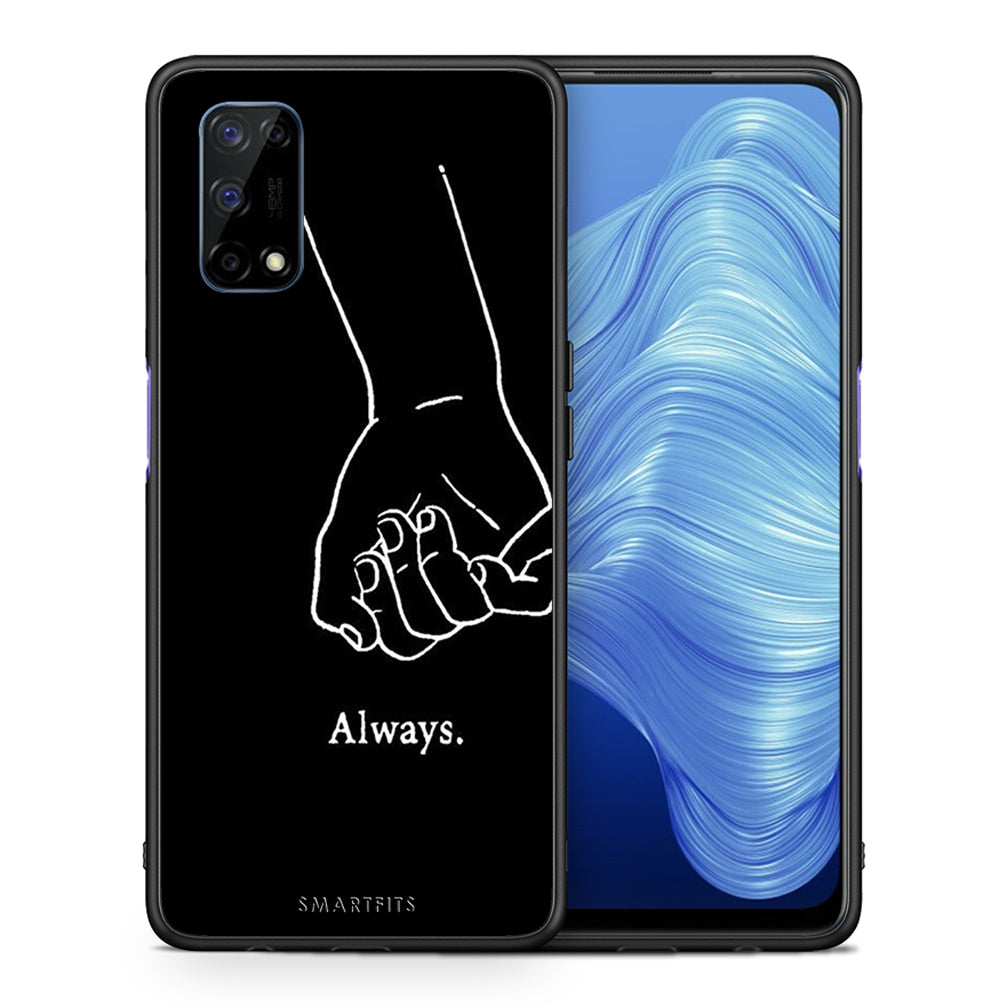 Θήκη Αγίου Βαλεντίνου Realme 7 5G Always & Forever 1 από τη Smartfits με σχέδιο στο πίσω μέρος και μαύρο περίβλημα | Realme 7 5G Always & Forever 1 case with colorful back and black bezels