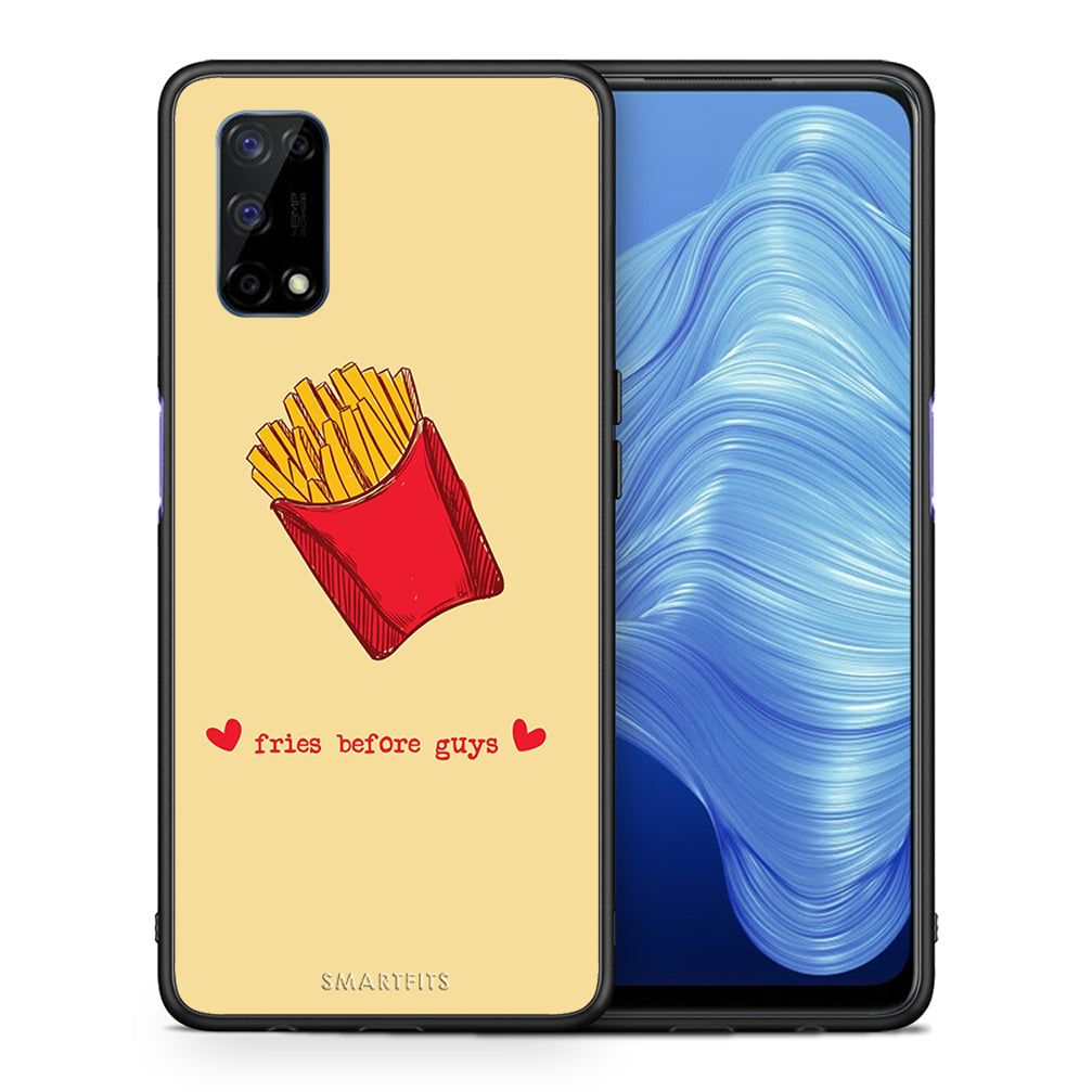 Θήκη Αγίου Βαλεντίνου Realme 7 5G Fries Before Guys από τη Smartfits με σχέδιο στο πίσω μέρος και μαύρο περίβλημα | Realme 7 5G Fries Before Guys case with colorful back and black bezels