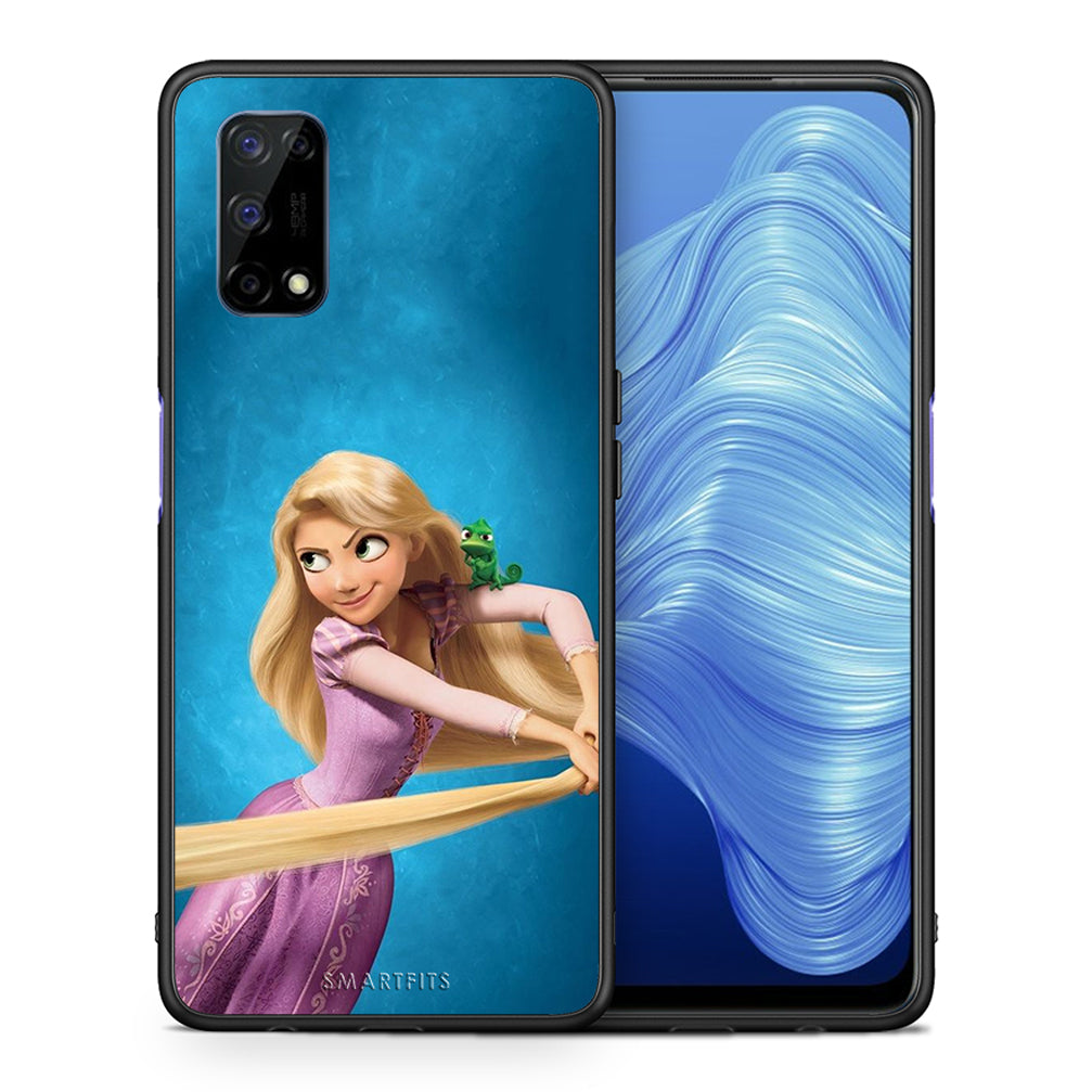 Θήκη Αγίου Βαλεντίνου Realme 7 5G Tangled 2 από τη Smartfits με σχέδιο στο πίσω μέρος και μαύρο περίβλημα | Realme 7 5G Tangled 2 case with colorful back and black bezels