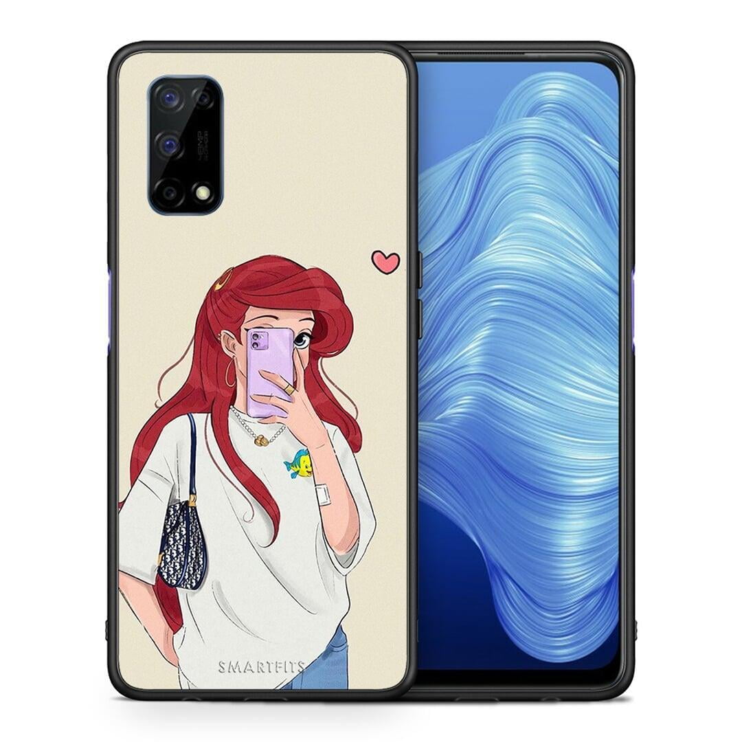 Θήκη Realme 7 5G Walking Mermaid από τη Smartfits με σχέδιο στο πίσω μέρος και μαύρο περίβλημα | Realme 7 5G Walking Mermaid case with colorful back and black bezels