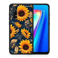 Thumbnail for Θήκη Realme 7 Autumn Sunflowers από τη Smartfits με σχέδιο στο πίσω μέρος και μαύρο περίβλημα | Realme 7 Autumn Sunflowers case with colorful back and black bezels