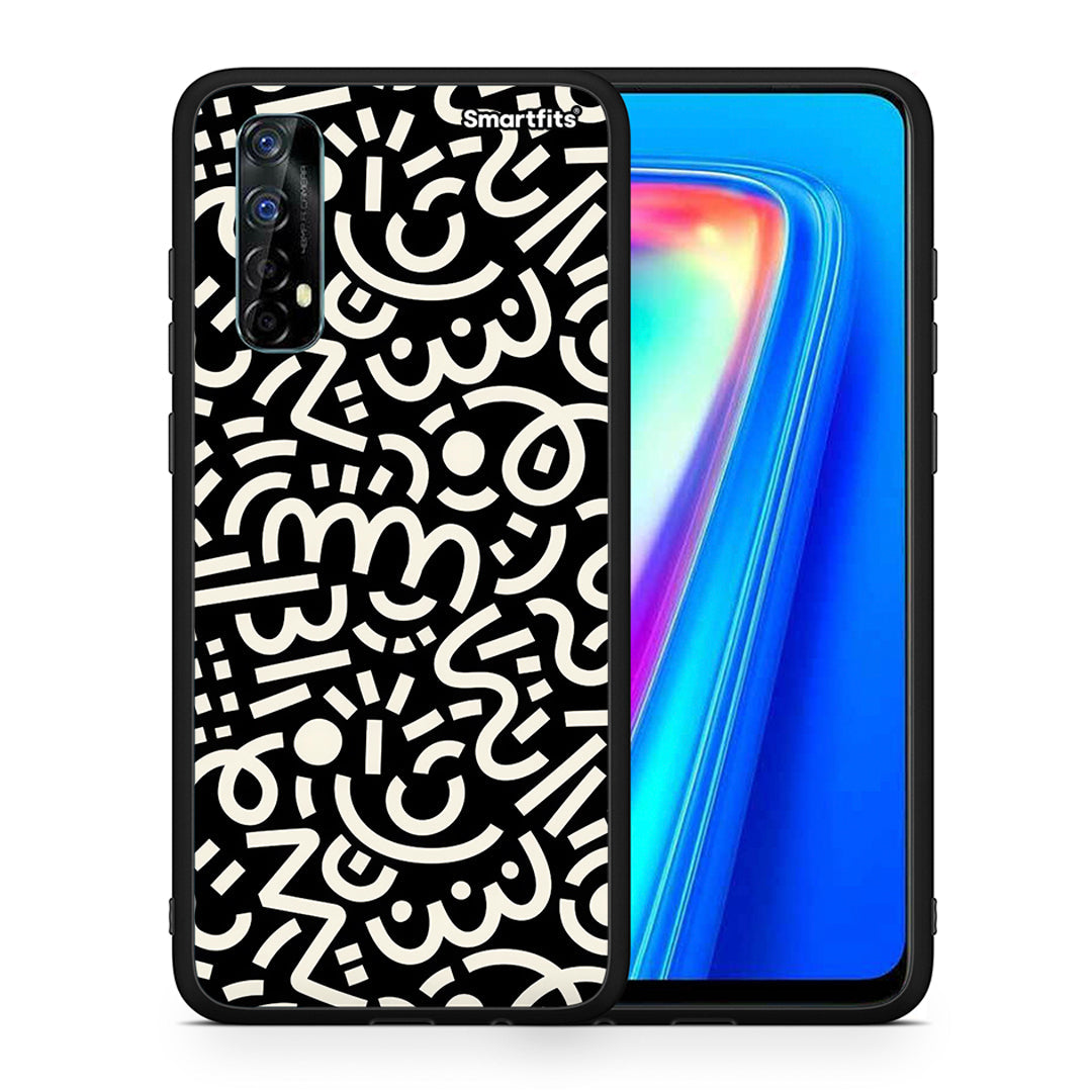 Θήκη Realme 7 Doodle Art από τη Smartfits με σχέδιο στο πίσω μέρος και μαύρο περίβλημα | Realme 7 Doodle Art case with colorful back and black bezels