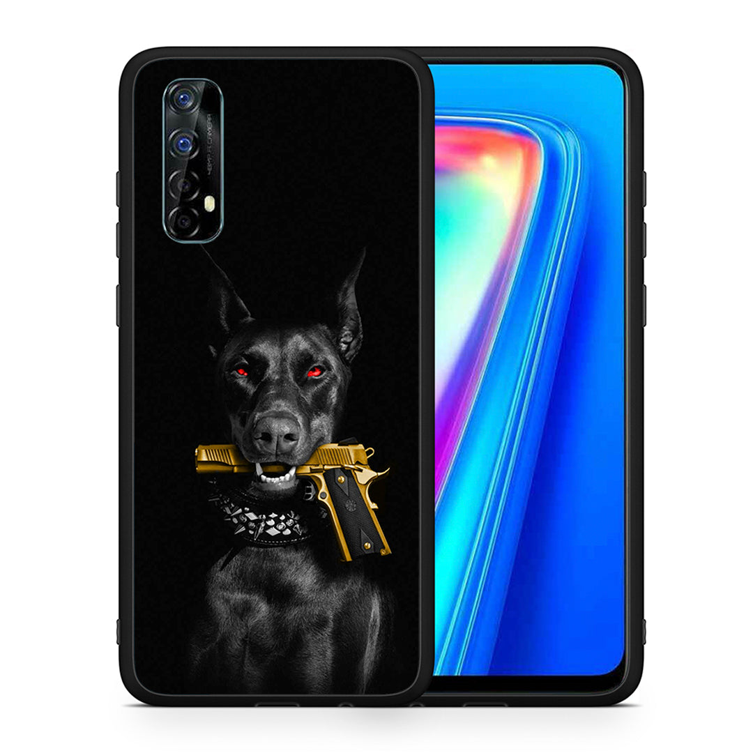 Θήκη Αγίου Βαλεντίνου Realme 7 Golden Gun από τη Smartfits με σχέδιο στο πίσω μέρος και μαύρο περίβλημα | Realme 7 Golden Gun case with colorful back and black bezels