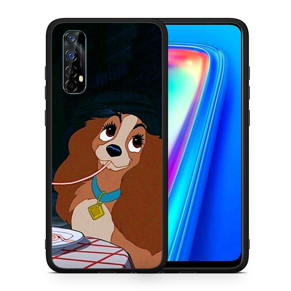 Θήκη Αγίου Βαλεντίνου Realme 7 Lady And Tramp 2 από τη Smartfits με σχέδιο στο πίσω μέρος και μαύρο περίβλημα | Realme 7 Lady And Tramp 2 case with colorful back and black bezels