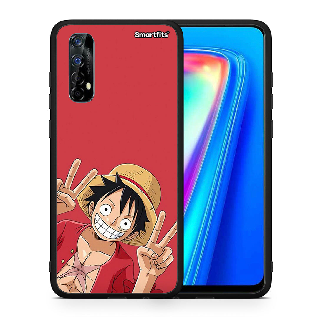 Θήκη Realme 7 Pirate Luffy από τη Smartfits με σχέδιο στο πίσω μέρος και μαύρο περίβλημα | Realme 7 Pirate Luffy case with colorful back and black bezels