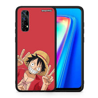 Thumbnail for Θήκη Realme 7 Pirate Luffy από τη Smartfits με σχέδιο στο πίσω μέρος και μαύρο περίβλημα | Realme 7 Pirate Luffy case with colorful back and black bezels