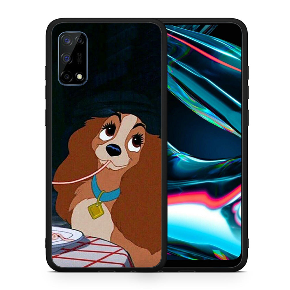 Θήκη Αγίου Βαλεντίνου Realme 7 Pro Lady And Tramp 2 από τη Smartfits με σχέδιο στο πίσω μέρος και μαύρο περίβλημα | Realme 7 Pro Lady And Tramp 2 case with colorful back and black bezels