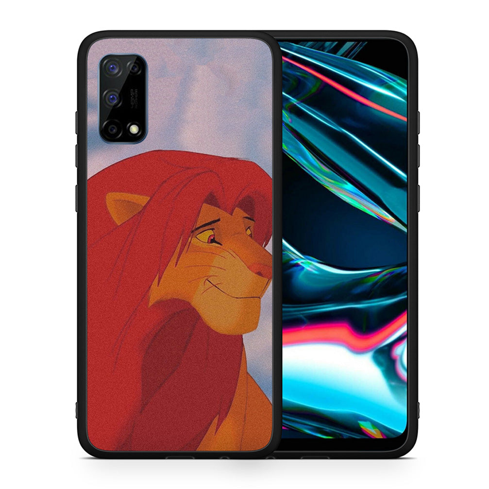 Θήκη Αγίου Βαλεντίνου Realme 7 Pro Lion Love 1 από τη Smartfits με σχέδιο στο πίσω μέρος και μαύρο περίβλημα | Realme 7 Pro Lion Love 1 case with colorful back and black bezels