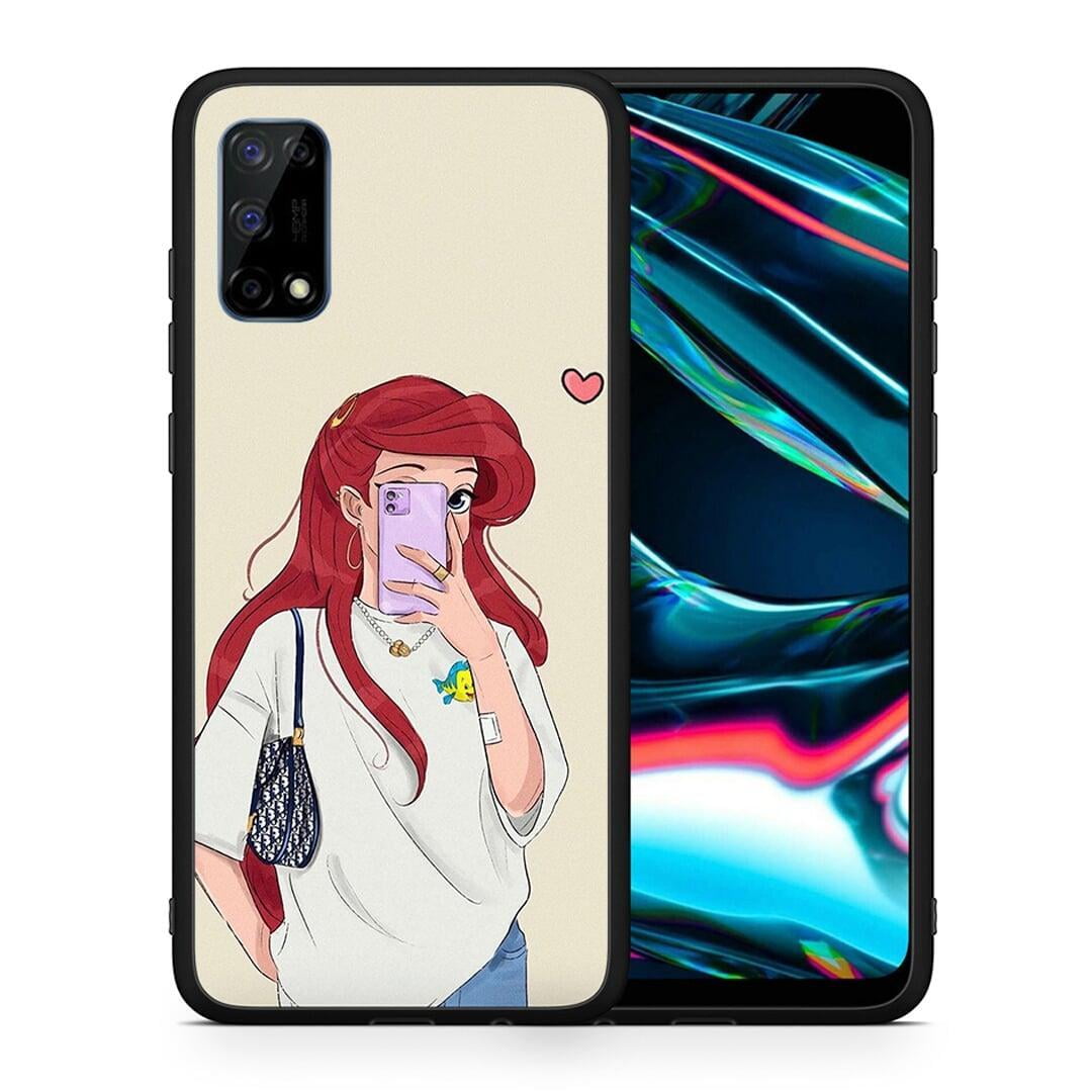 Θήκη Realme 7 Pro Walking Mermaid από τη Smartfits με σχέδιο στο πίσω μέρος και μαύρο περίβλημα | Realme 7 Pro Walking Mermaid case with colorful back and black bezels