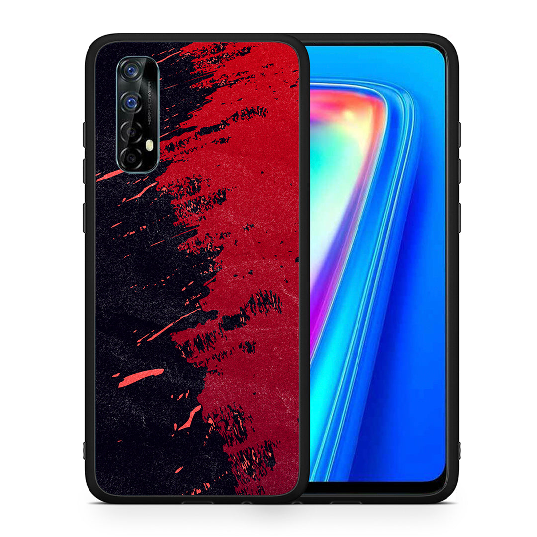 Θήκη Αγίου Βαλεντίνου Realme 7 Red Paint από τη Smartfits με σχέδιο στο πίσω μέρος και μαύρο περίβλημα | Realme 7 Red Paint case with colorful back and black bezels