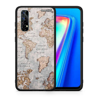 Thumbnail for Θήκη Realme 7 World Map από τη Smartfits με σχέδιο στο πίσω μέρος και μαύρο περίβλημα | Realme 7 World Map case with colorful back and black bezels