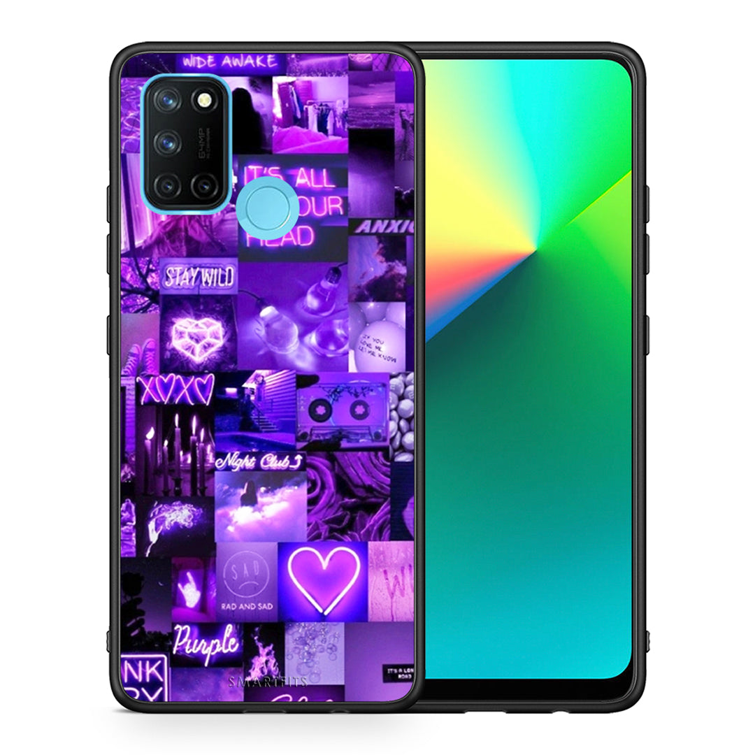 Θήκη Αγίου Βαλεντίνου Realme 7i / C25 Collage Stay Wild από τη Smartfits με σχέδιο στο πίσω μέρος και μαύρο περίβλημα | Realme 7i / C25 Collage Stay Wild case with colorful back and black bezels