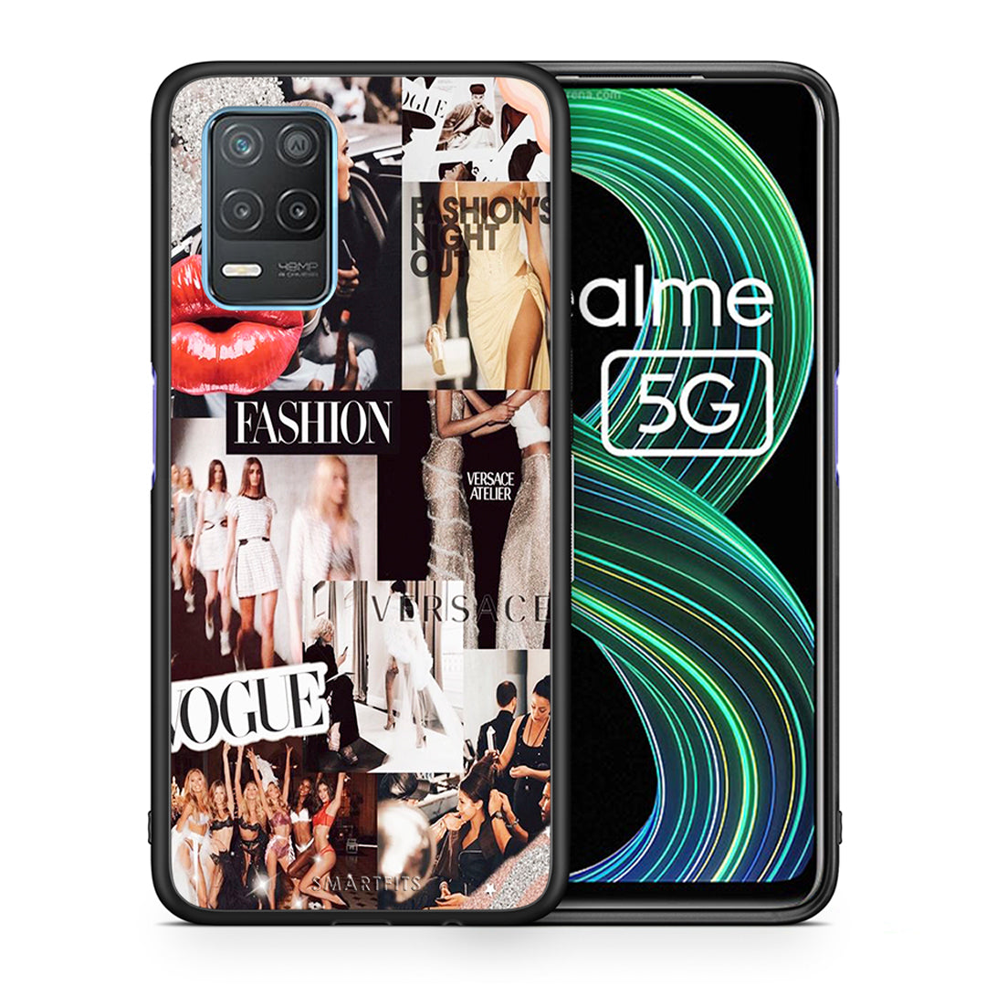 Θήκη Αγίου Βαλεντίνου Realme 8 5G Collage Fashion από τη Smartfits με σχέδιο στο πίσω μέρος και μαύρο περίβλημα | Realme 8 5G Collage Fashion case with colorful back and black bezels