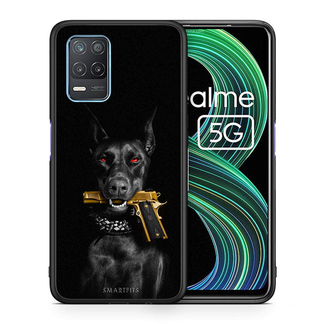 Θήκη Αγίου Βαλεντίνου Realme 8 5G Golden Gun από τη Smartfits με σχέδιο στο πίσω μέρος και μαύρο περίβλημα | Realme 8 5G Golden Gun case with colorful back and black bezels