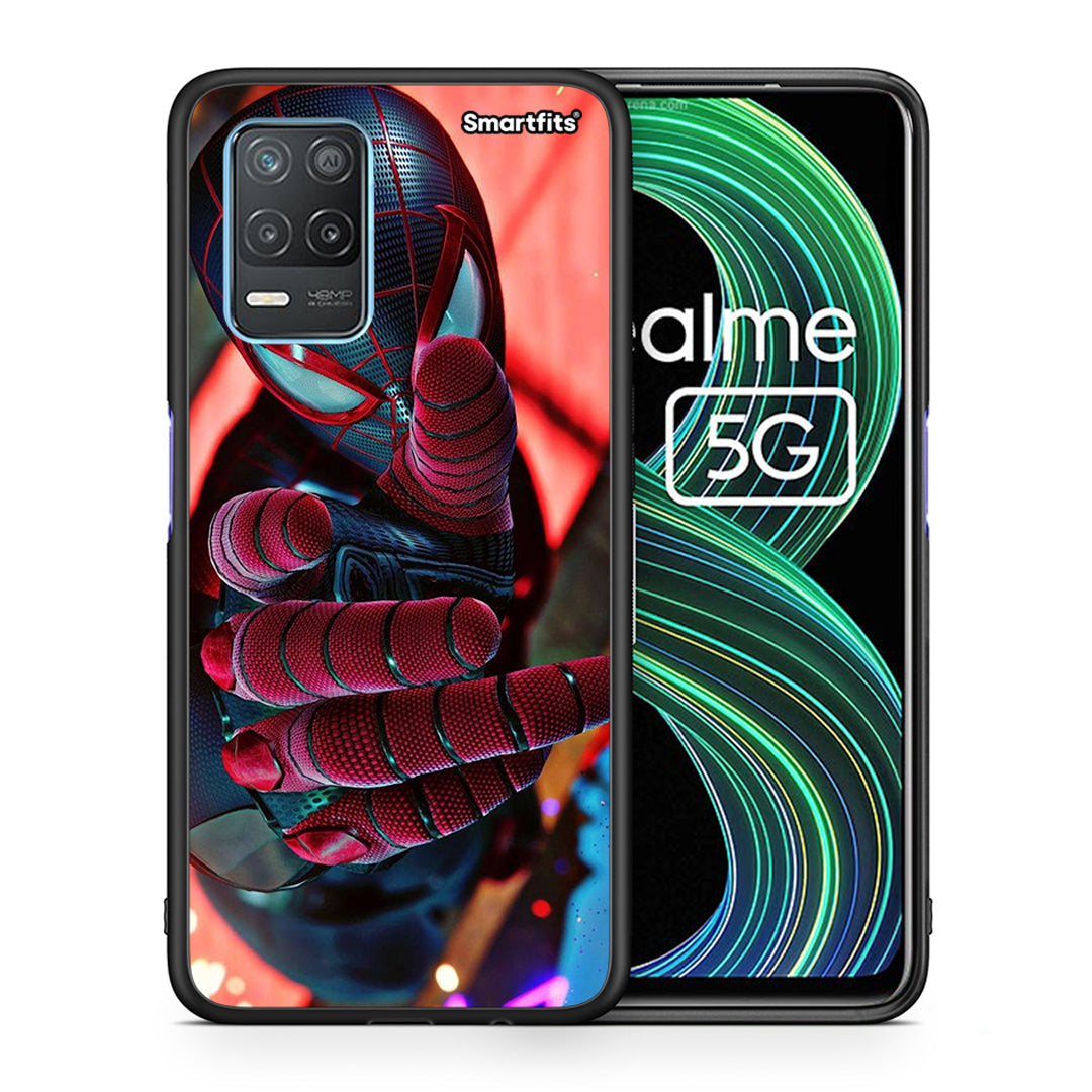Θήκη Realme 8 5G Spider Hand από τη Smartfits με σχέδιο στο πίσω μέρος και μαύρο περίβλημα | Realme 8 5G Spider Hand case with colorful back and black bezels