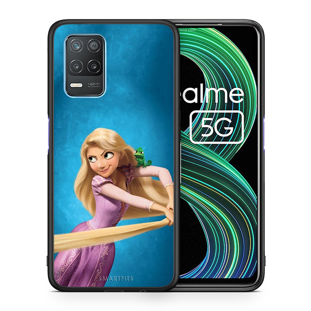 Θήκη Αγίου Βαλεντίνου Realme 8 5G Tangled 2 από τη Smartfits με σχέδιο στο πίσω μέρος και μαύρο περίβλημα | Realme 8 5G Tangled 2 case with colorful back and black bezels