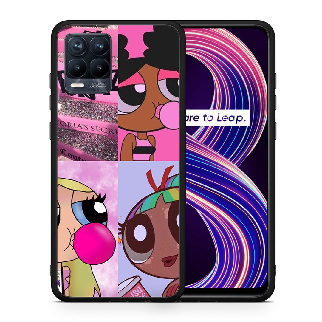 Θήκη Αγίου Βαλεντίνου Realme 8 / 8 Pro Bubble Girls από τη Smartfits με σχέδιο στο πίσω μέρος και μαύρο περίβλημα | Realme 8 / 8 Pro Bubble Girls case with colorful back and black bezels