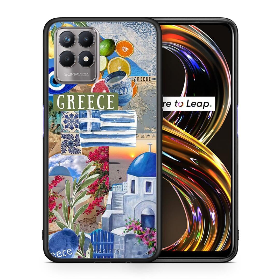 Θήκη Realme 8i All Greek από τη Smartfits με σχέδιο στο πίσω μέρος και μαύρο περίβλημα | Realme 8i All Greek case with colorful back and black bezels