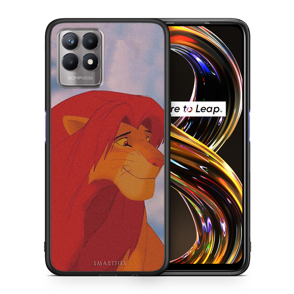 Θήκη Αγίου Βαλεντίνου Realme 8i Lion Love 1 από τη Smartfits με σχέδιο στο πίσω μέρος και μαύρο περίβλημα | Realme 8i Lion Love 1 case with colorful back and black bezels