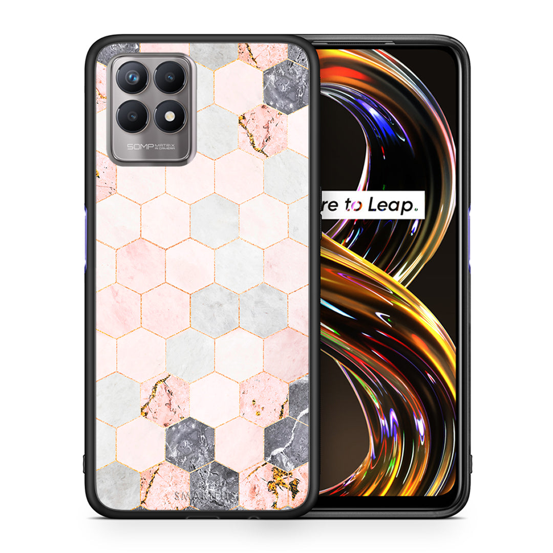 Marble Hexagon Pink - Realme 8i case