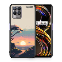 Thumbnail for Θήκη Realme 8i Pixel Sunset από τη Smartfits με σχέδιο στο πίσω μέρος και μαύρο περίβλημα | Realme 8i Pixel Sunset case with colorful back and black bezels